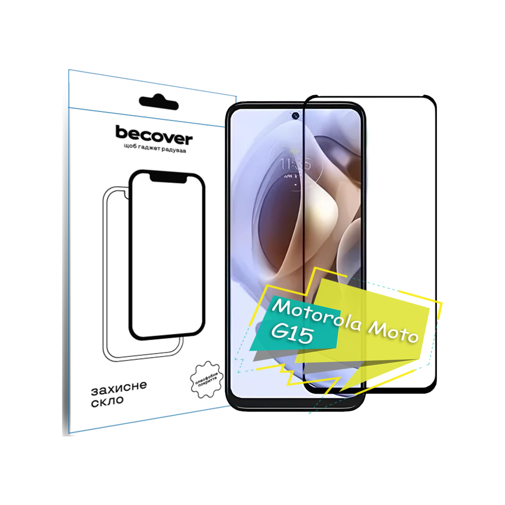 Захисне скло BeCover Motorola Moto G15 Black (713414) фото1