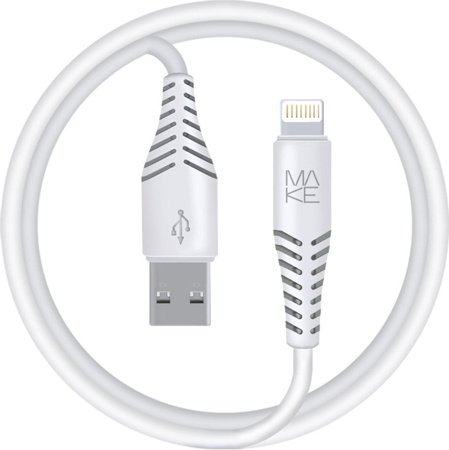 Кабель MakeFuture USB to Lightning 2.4A 1м PVC White (MCB-LP1WH) фото1