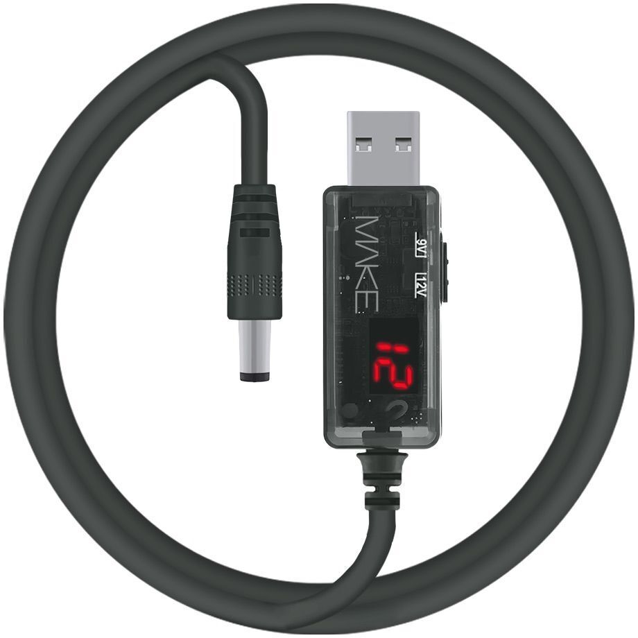 Кабель MakeFuture USB to DC 9/12V 1м Black (MCB-DP3BK) фото1