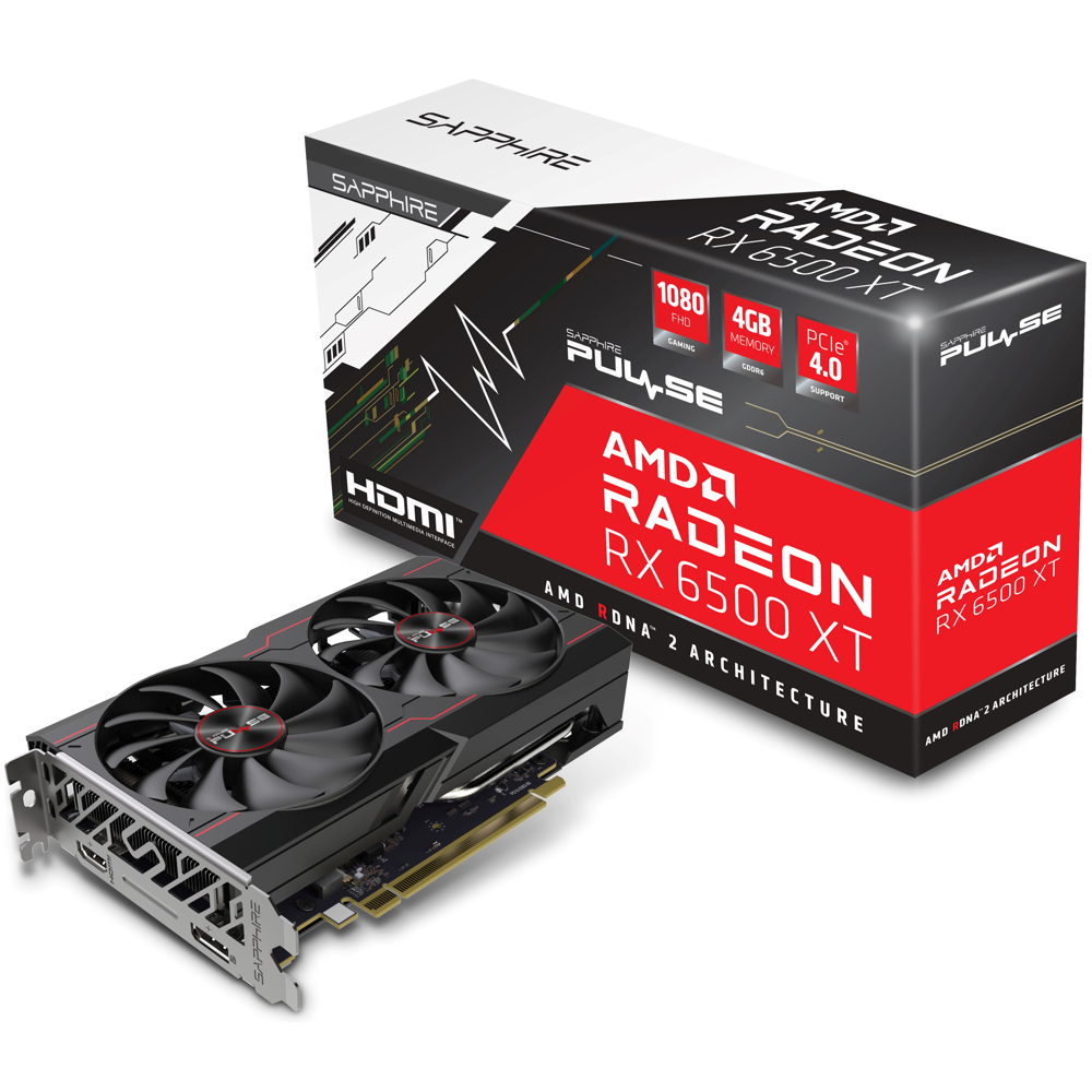 Видеокарта Sapphire AMD Radeon RX 6500 XT Pulse Gaming OC 4GB GDDR6 (11314-01-20G) фото1