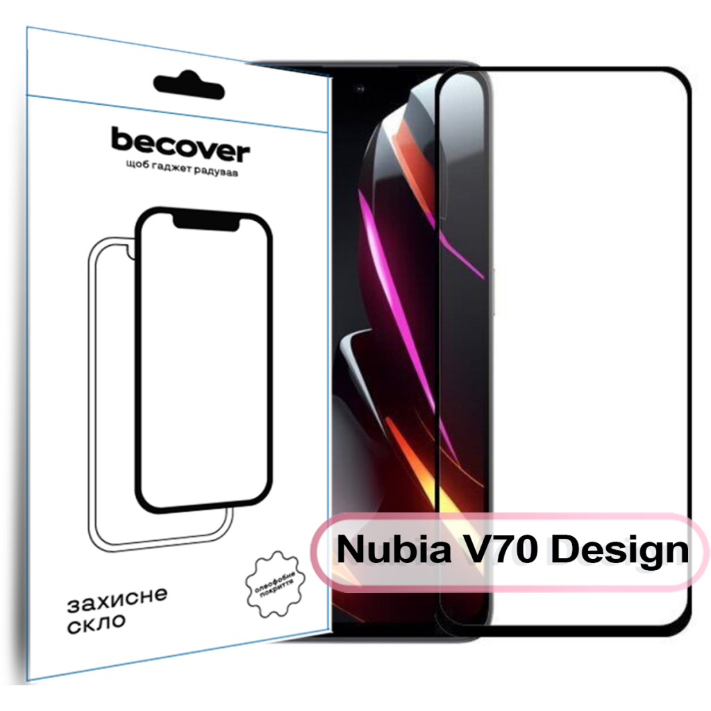 Защитное стекло BeCover Nubia V70 Design Black (713455) фото1