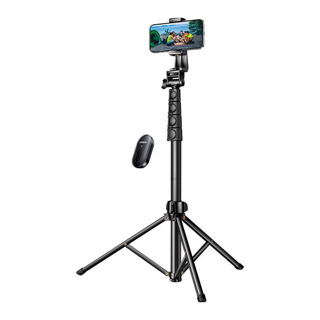 Штатив Ugreen LP680 Selfie Stick Tripod with Bluetooth Remote Black (15609) фото1