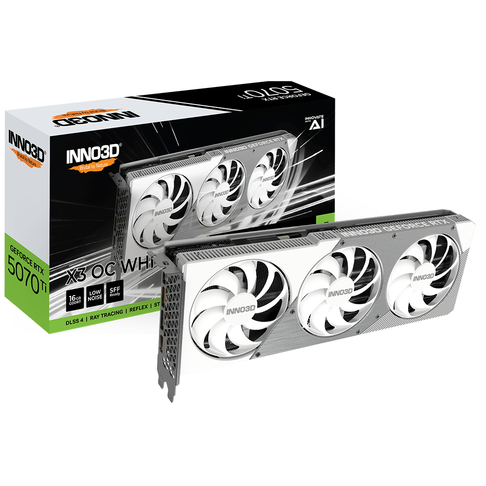 Видеокарта INNO3D NVIDIA RTX 5070 Ti X3 OC White 16GB GDDR7 (N507T3-16D7X-176068W) фото1