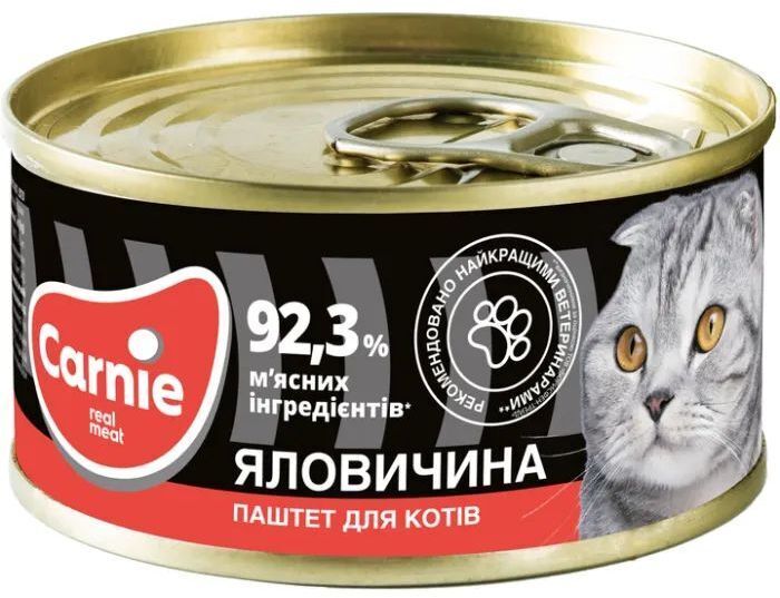 Паштет для котів Carnie м'ясний з яловичиною 100 г (4820255190365) фото1