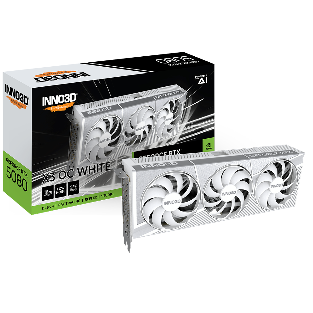 Видеокарта INNO3D NVIDIA GEFORCE RTX 5080 X3 OC WHITE 16GB GDDR7 (N50803-16D7X-17605211) фото1