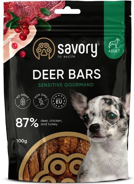 Ласощі для собак Savory Bars With Venison 100 г (4820261921120) фото1