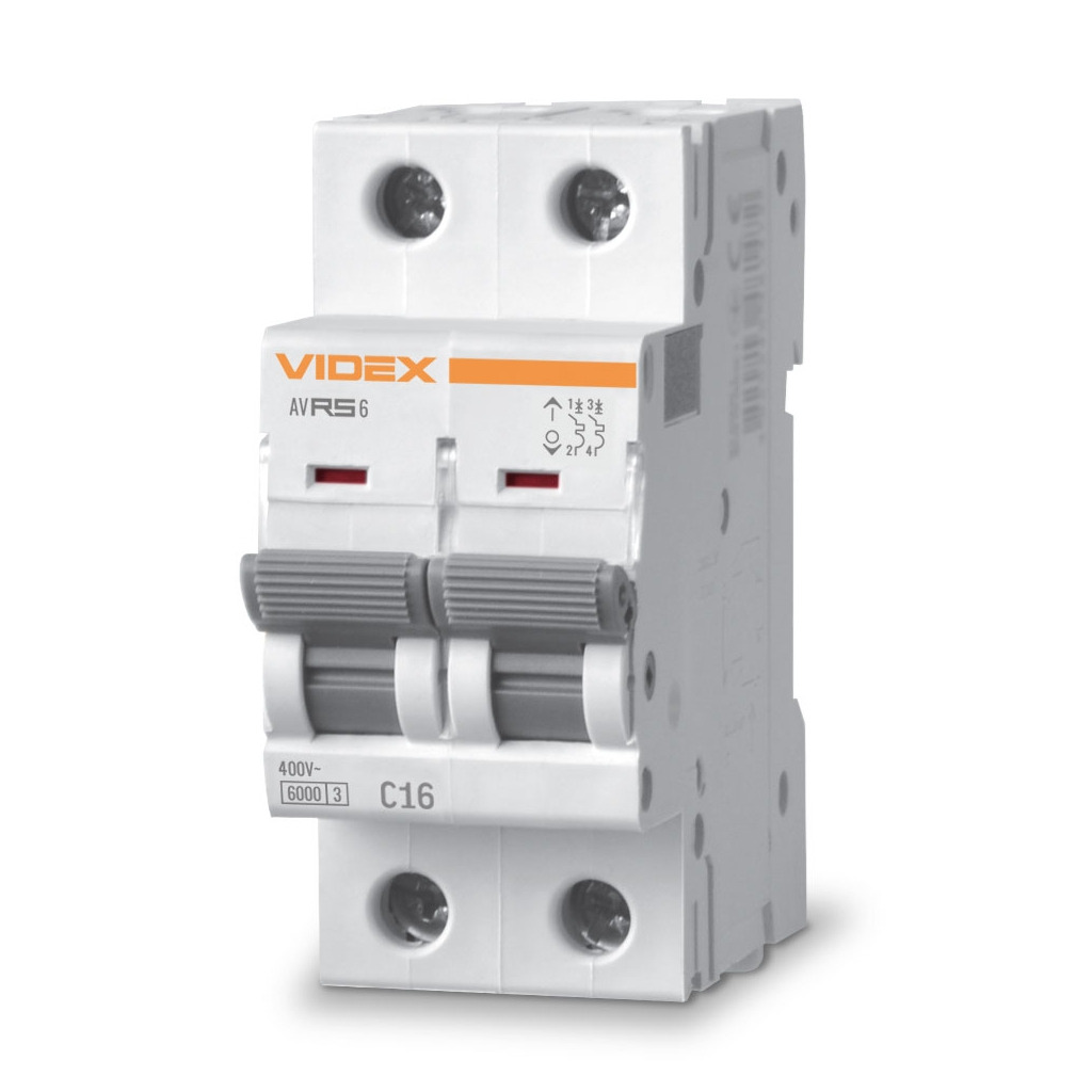 Автоматичний вимикач Videx RS6 RESIST 2п 16А 6кА С (VF-RS6-AV2C16) фото1