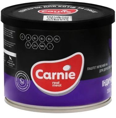 Консерви для собак Carnie паштет м'ясний з індички для собак 185 г (4820255193793) фото1