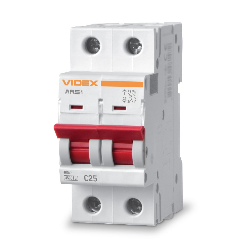 Автоматический выключатель Videx RS4 RESIST 2п 25А С 4,5кА (VF-RS4-AV2C25) фото1