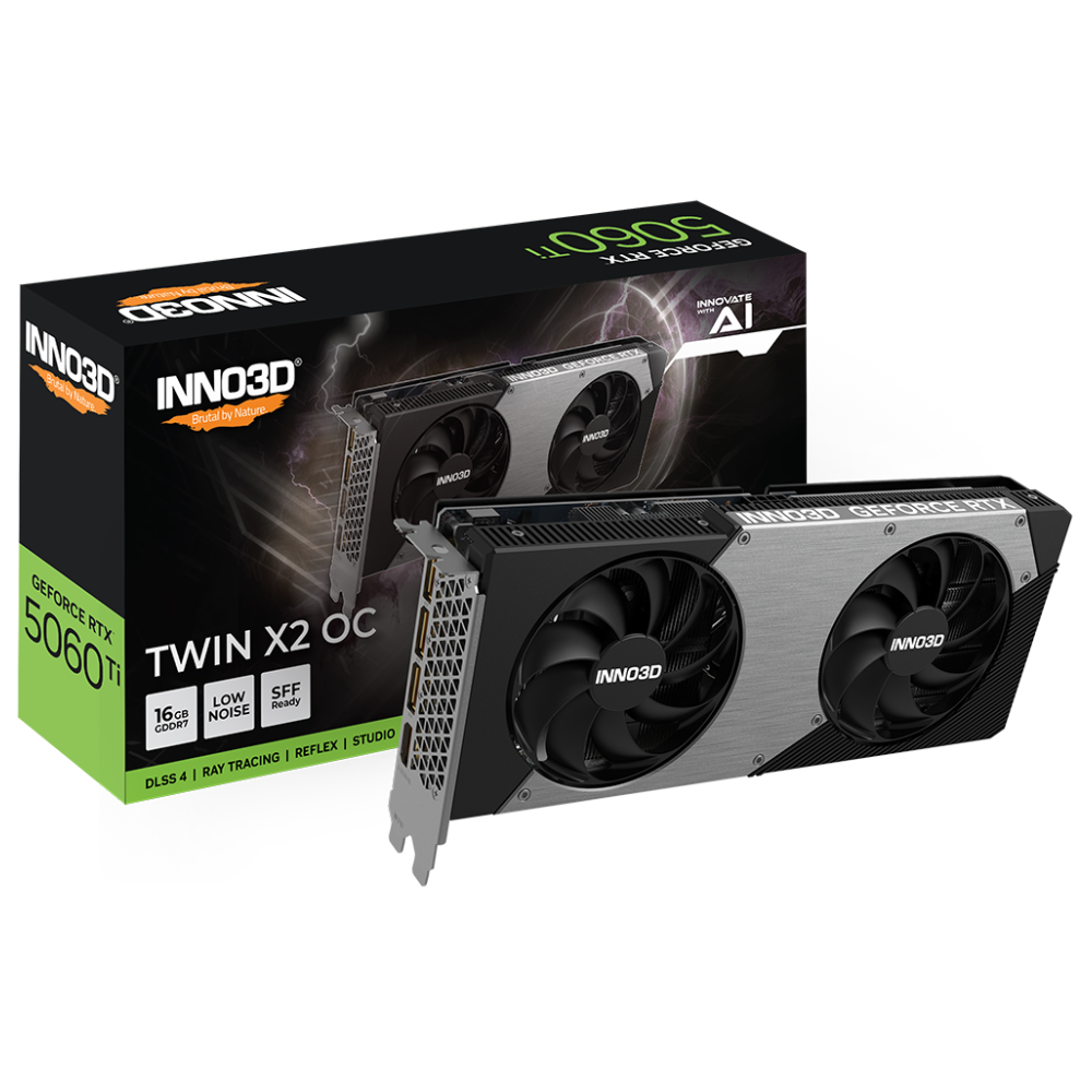 Видеокарта INNO3D GeForce RTX 5060 Ti 16GB TWIN X2 OC (N506T2-16D7X-191073N) фото1