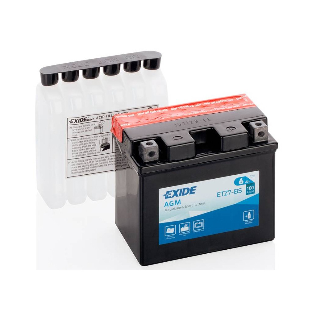 Акумулятор автомобільний EXIDE AGM 6Ah Ев (-/+) (100EN) (ETZ7-BS) фото1