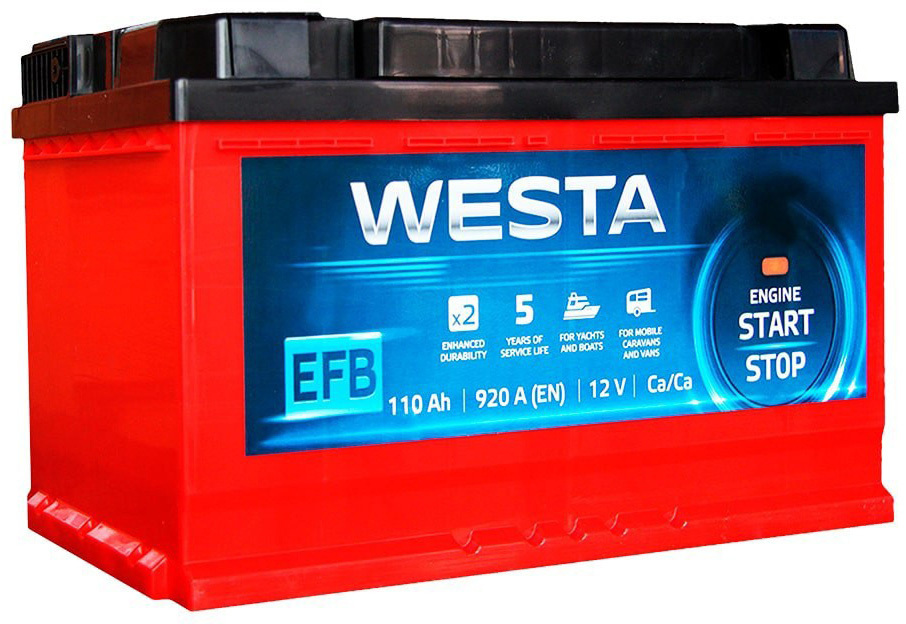 Акумулятор автомобільний Westa 6CT-110 А (0) RED EFB фото1