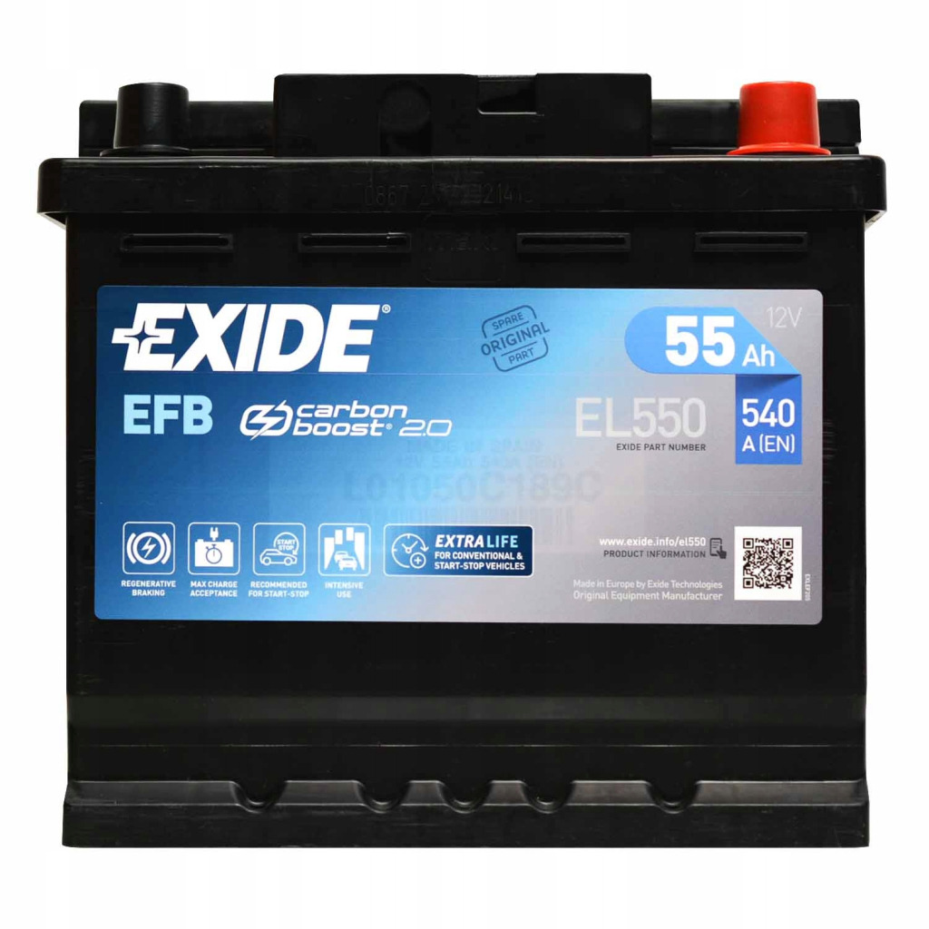 Акумулятор автомобільний EXIDE START-STOP EFB 55A (EL550) фото1