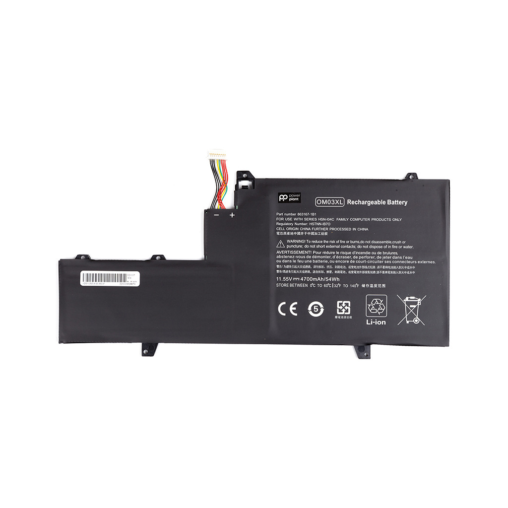 Акумулятор до ноутбука PowerPlant HP EliteBook X360 (OM03XL) 11.55V 4700mAh (NB461653) фото1