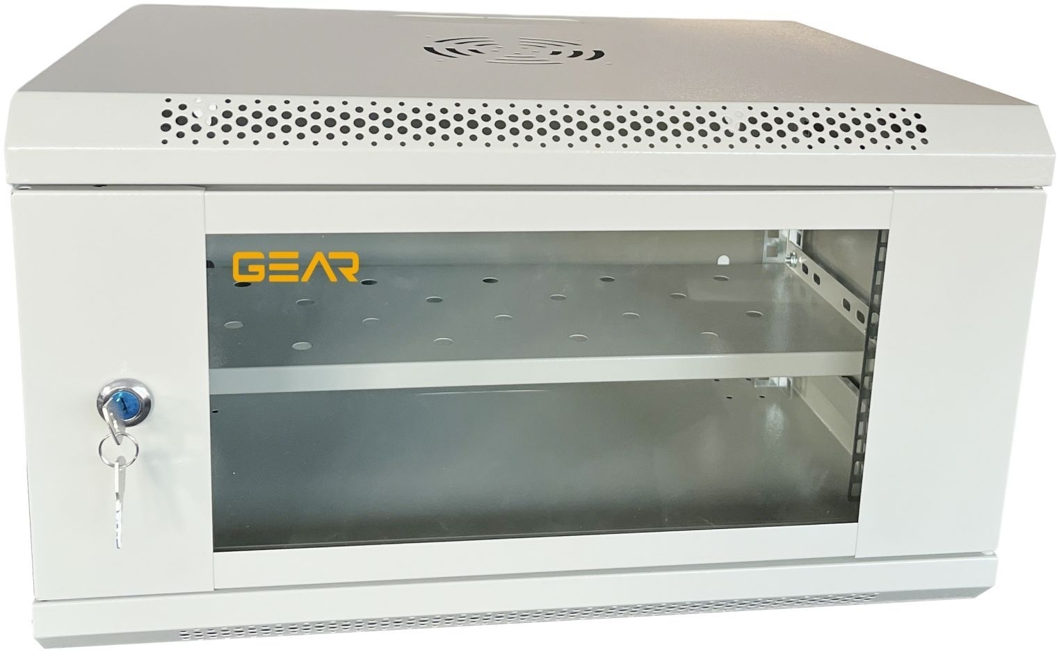 Шафа настінна GEAR 19", 6U, 600x450x350 мм, з полицею 19", gray (GWMSN-6U-600-450G) фото1