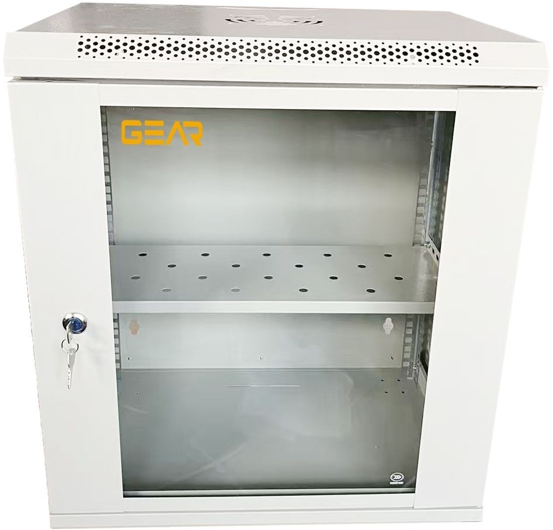 Шафа настінна GEAR 19", 12U, 530x400x600 мм, з полицею 19", gray (GWMSN-12U-530-400G) фото1