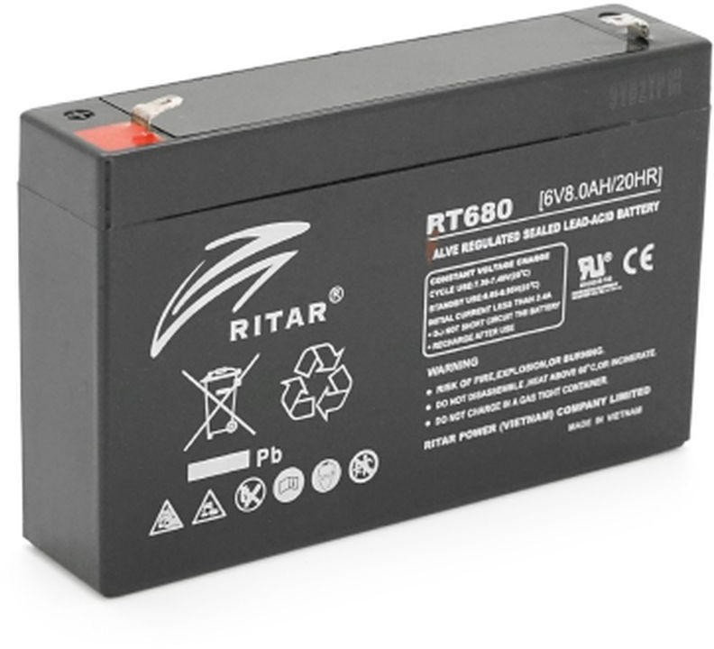 Аккумуляторная батарея Ritar AGM 6V-8 Ah (RT680G) фото1