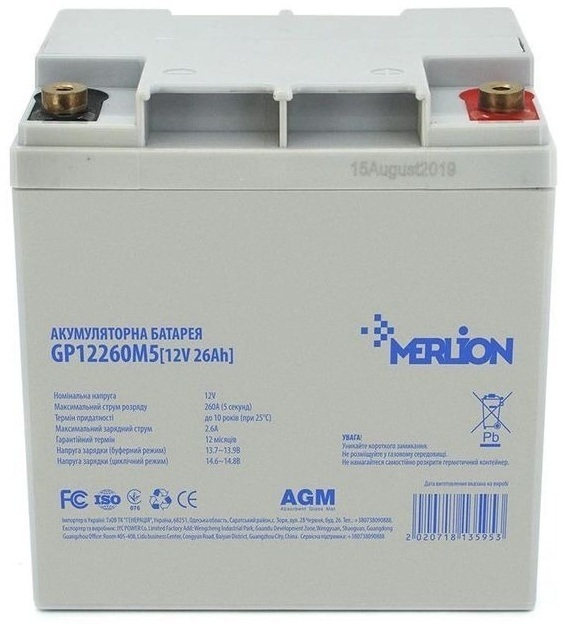 Аккумуляторная батарея Merlion 12V-26Ah (GP12260M5) фото1