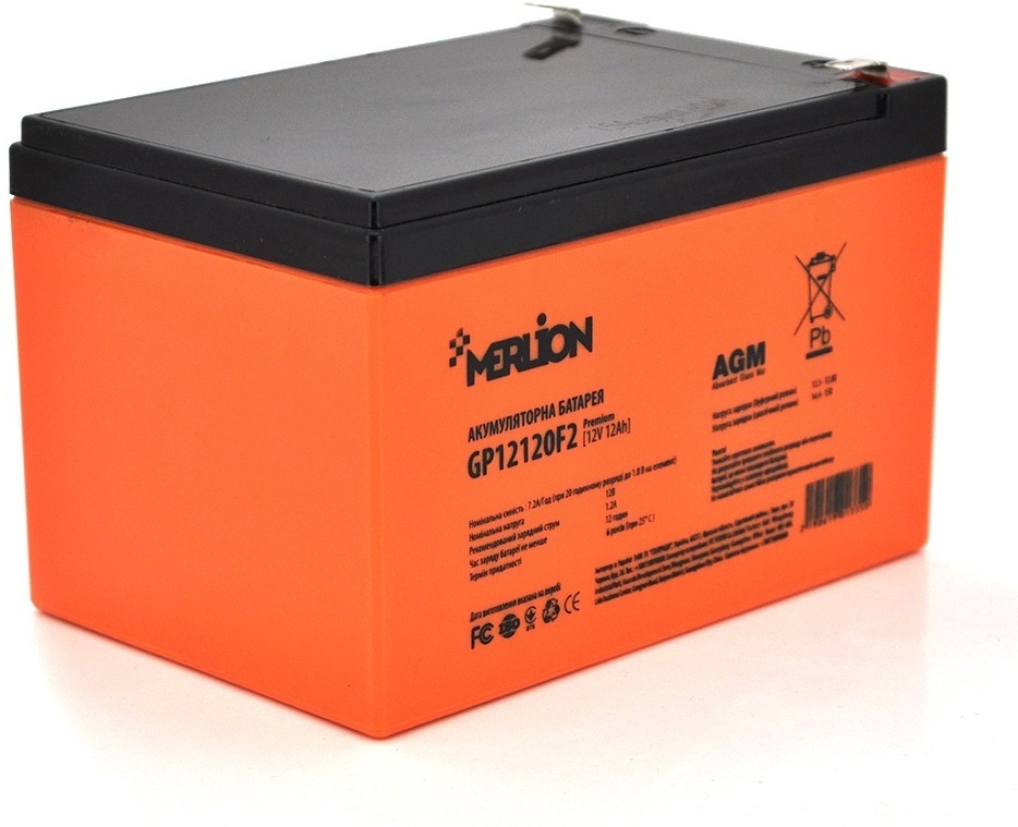 Аккумуляторна батарея Merlion 12V-12Ah PREMIUM (GP12120F2PREMIUM) фото1