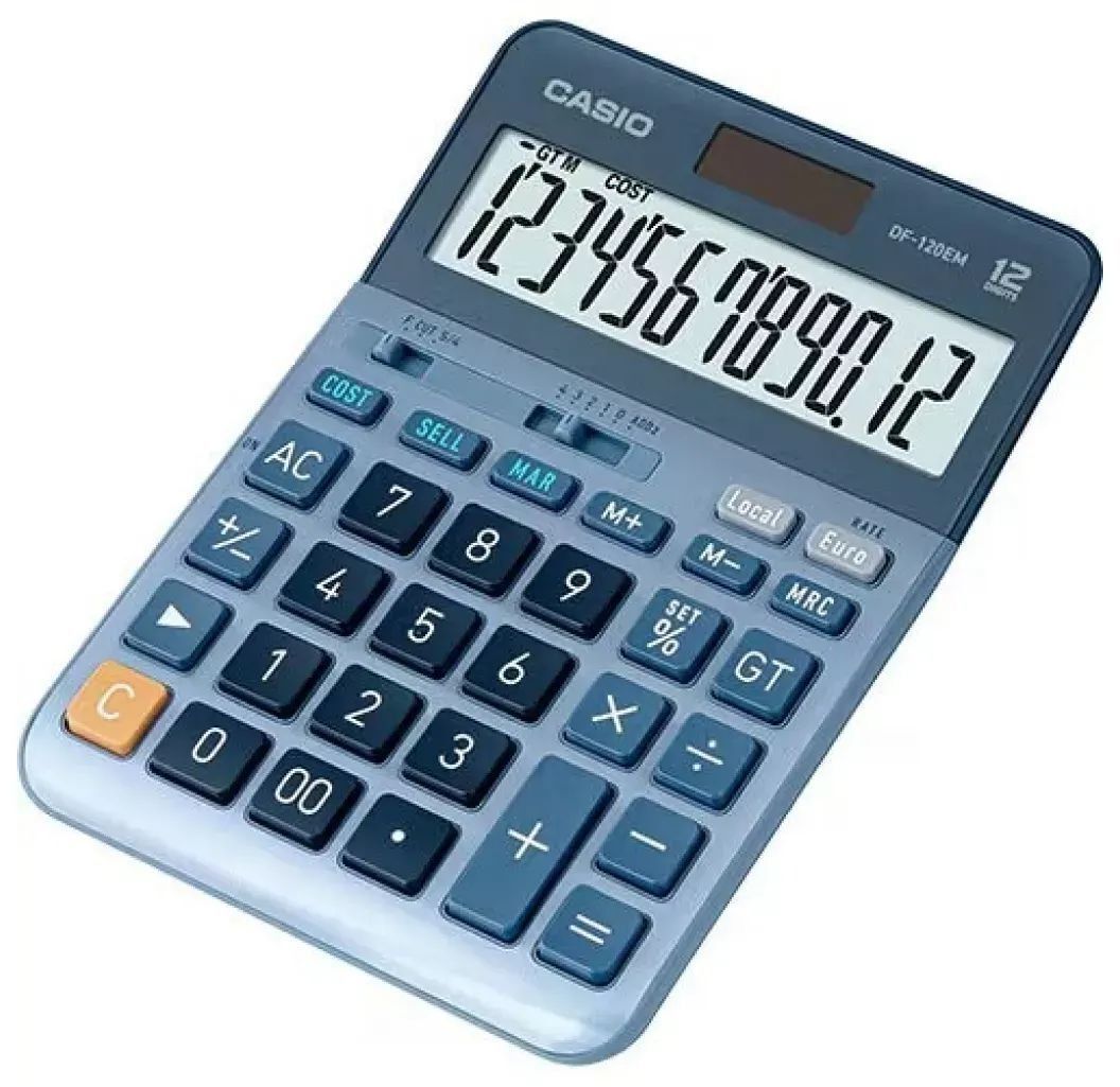 Калькулятор Casio DF-120EM-W-EP, блакитний (CALC-CAS-DF-120EM-W) фото1