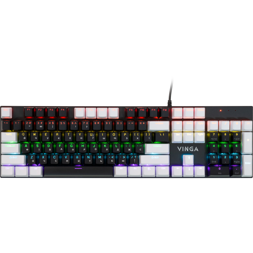 Игровая клавиатура Vinga KBGM-095 LED Brown Switch USB White/Black (KBGM-095BR_White/Black) фото1