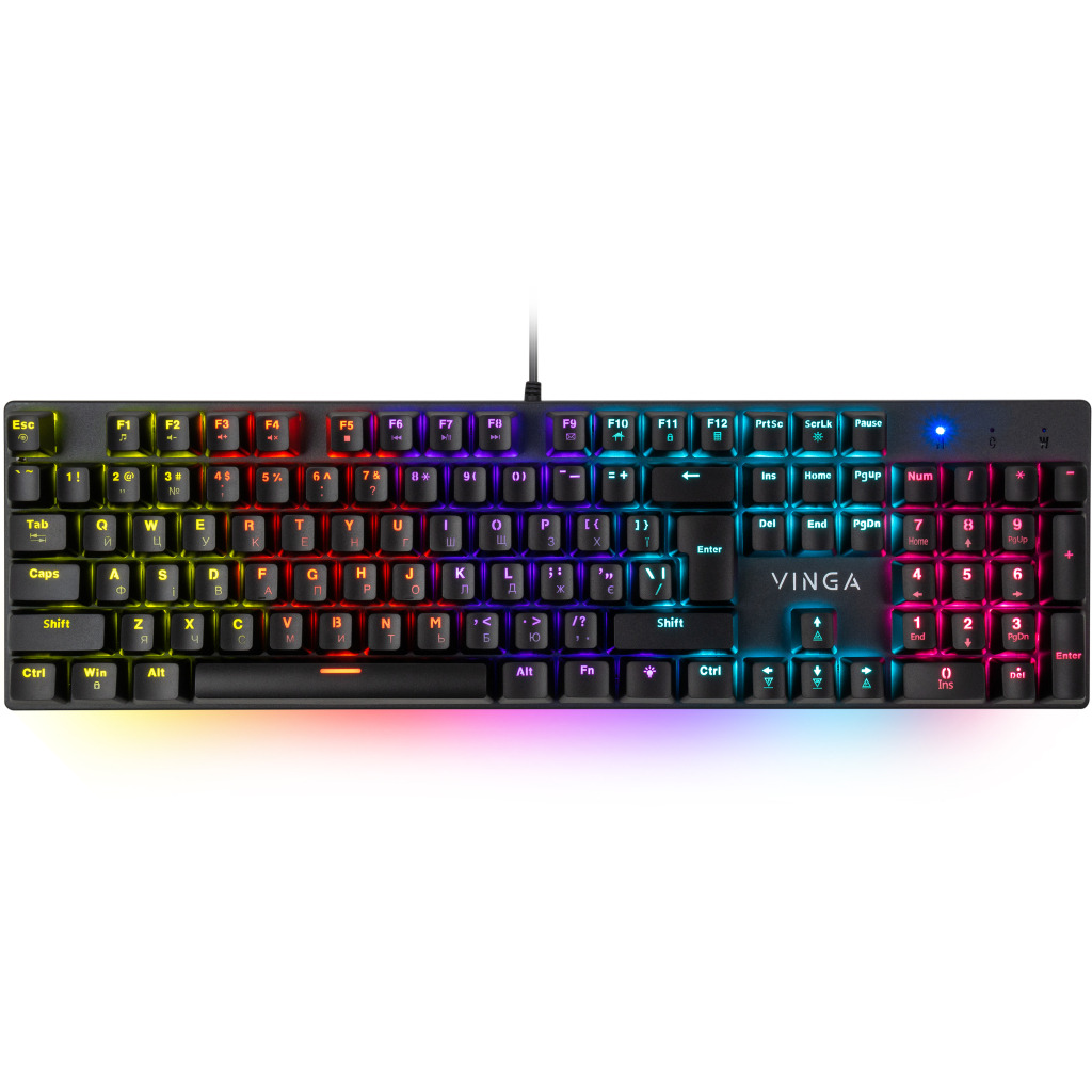 Игровая клавиатура Vinga KBGM-100 LED Blue Switch USB Black (KBGM-100_Black) фото1