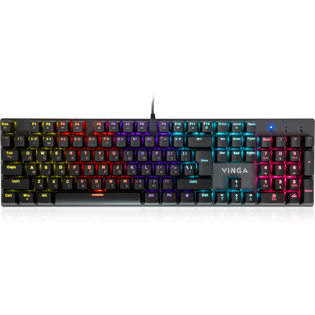 Игровая клавиатура Vinga KBGM-101 LED Red Switch USB Black (KBGM-101_Black) фото1