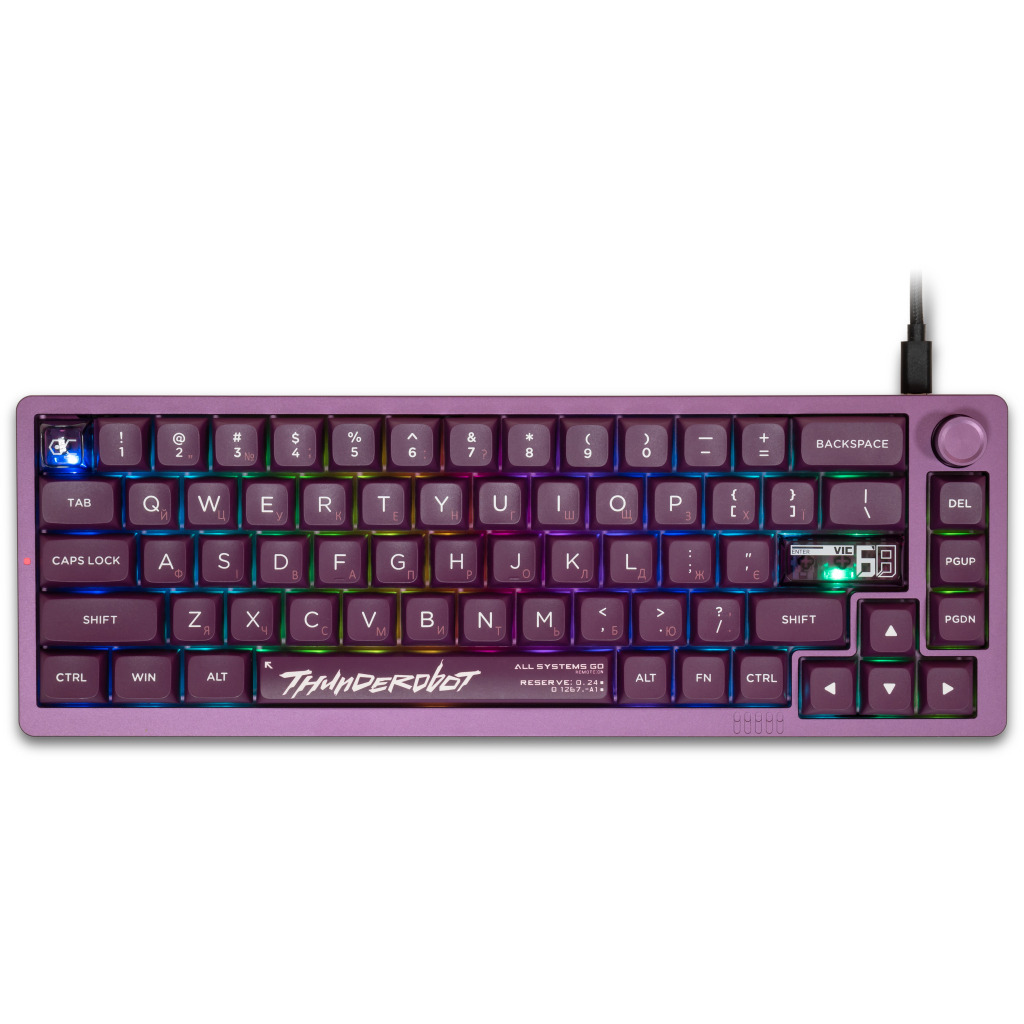 Ігрова клавіатура Thunderobot VIC68 Gateron Magnetic Jade Switch Purple USB UA (6932066317201) фото1