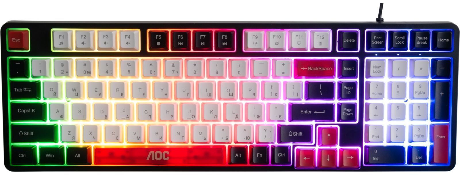 Ігрова клавіатура AOC GK116H1 LED USB UA White/Red/Black (GK116H1/97) фото1