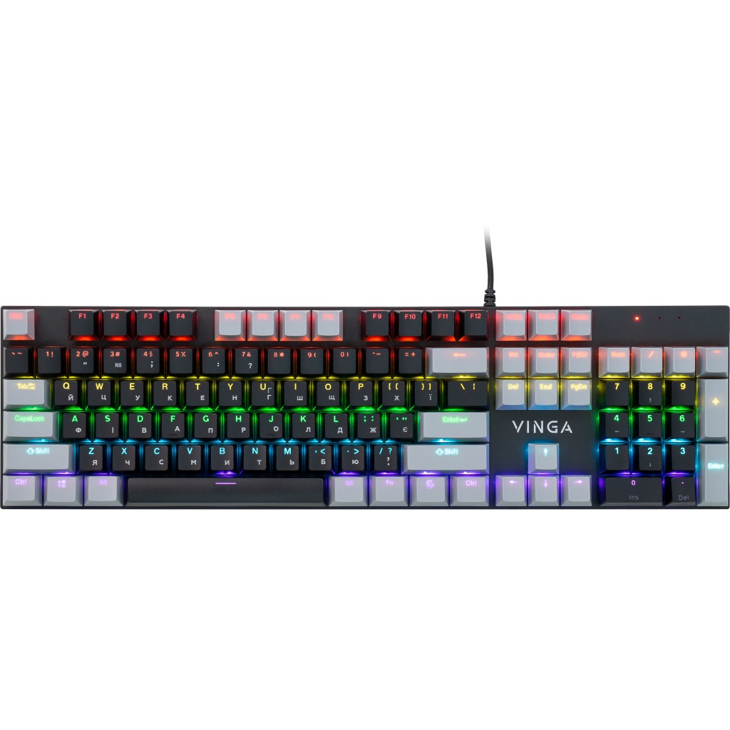 Игровая клавиатура Vinga KBGM-090 LED Red Switch USB Grey/Black (KBGM-090R_Grey/Black) фото1