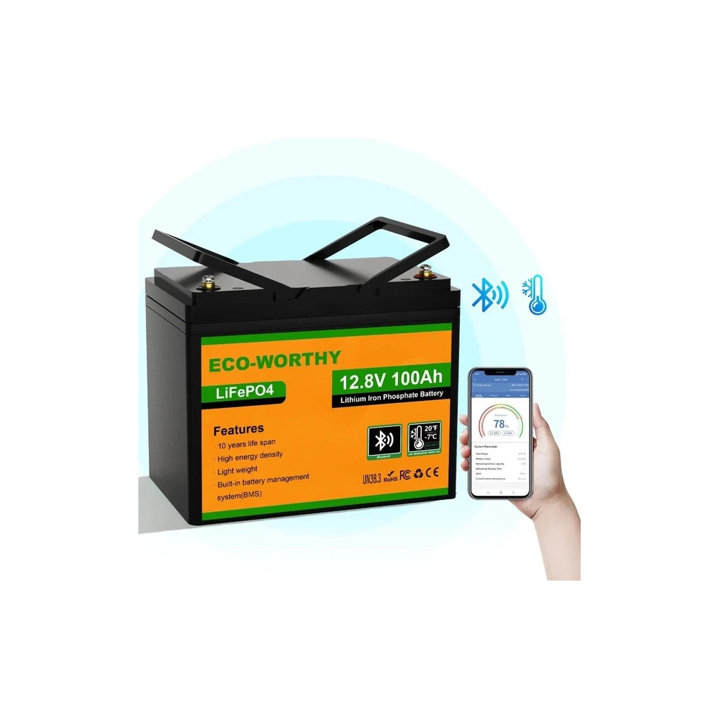 Батарея Eco-Worthy LiFePo4 12.8V 100Ah LCD (Eco-Worthy-12100bt) фото1