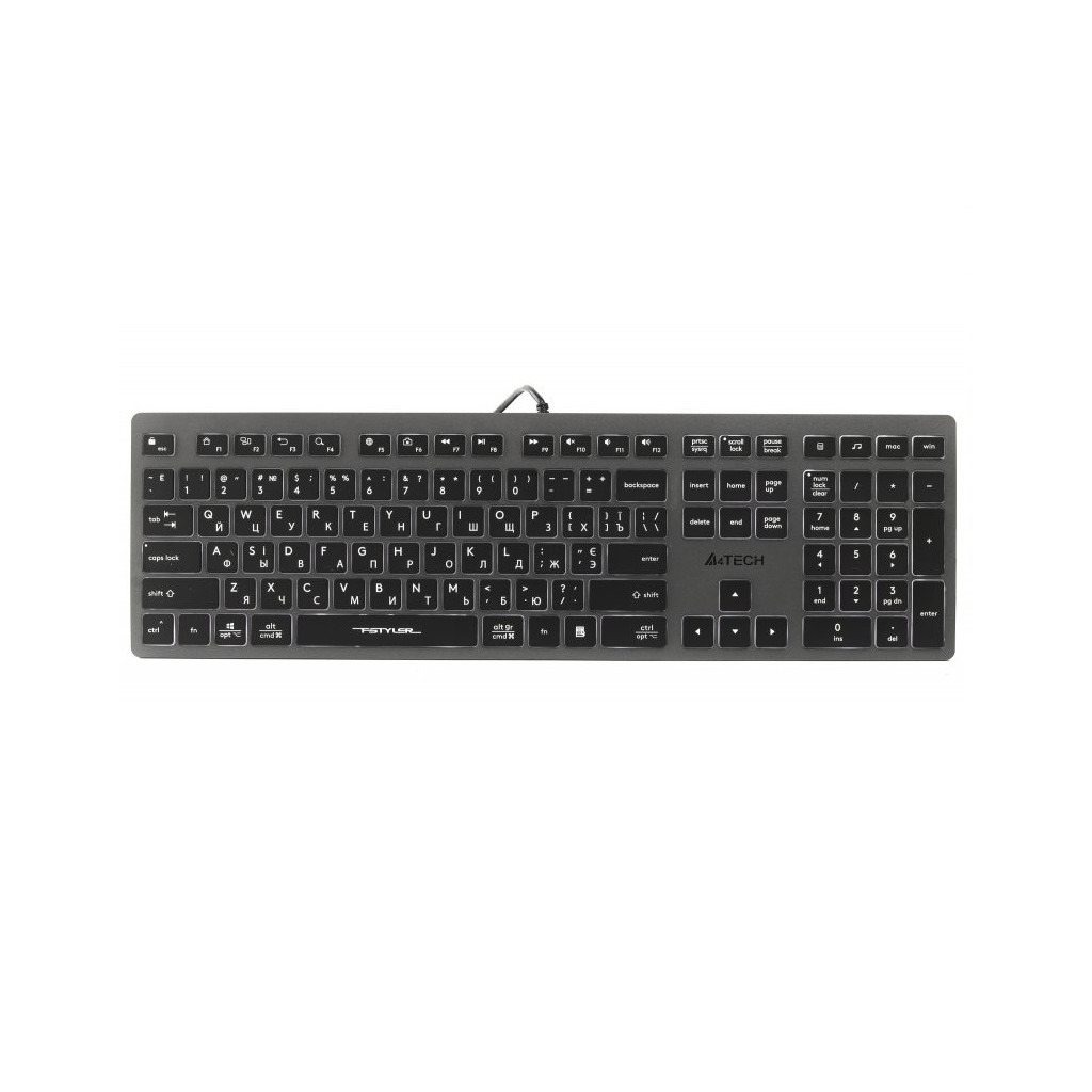 Клавиатура A4Tech FX60H USB Grey White backlit (4711421976343) фото1