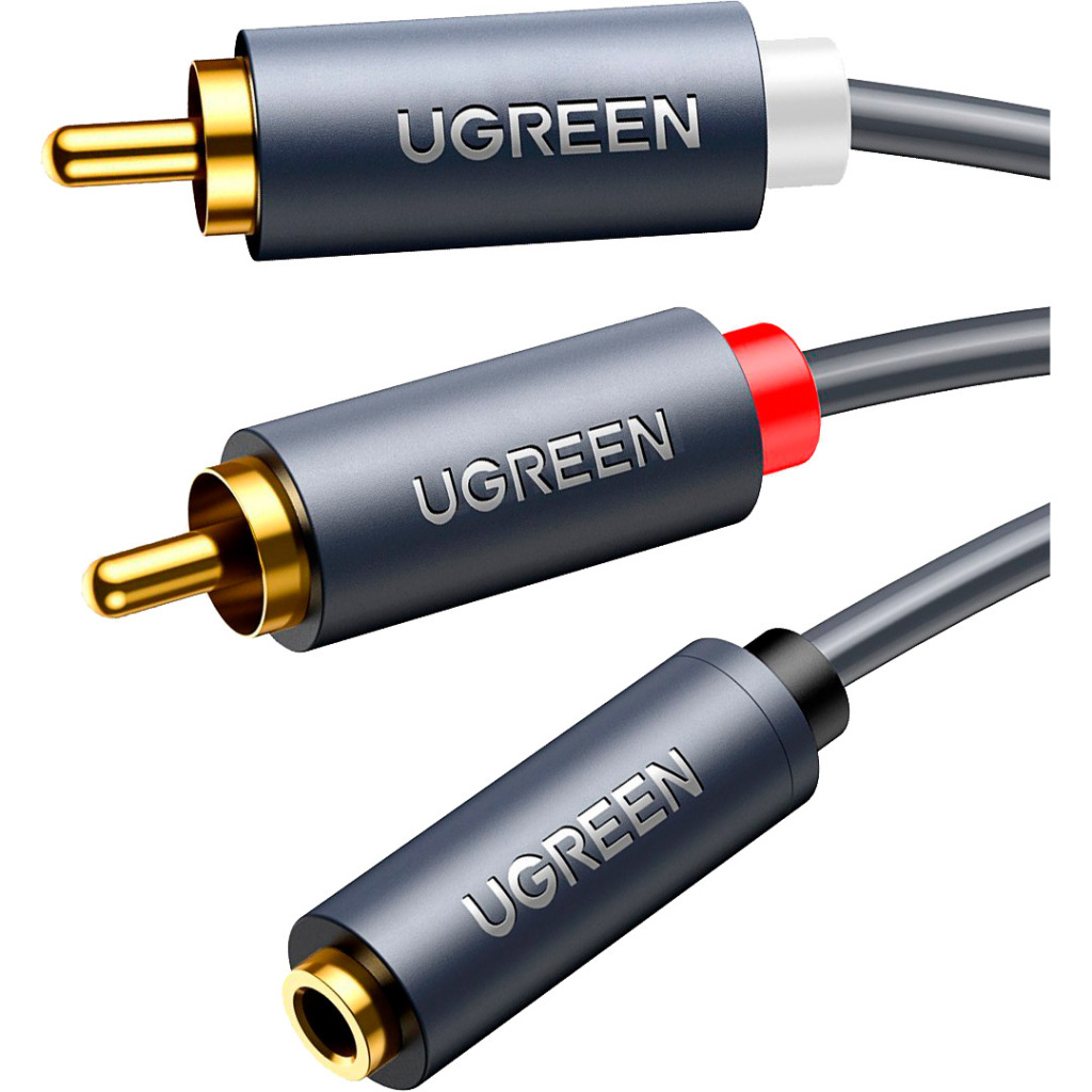 Кабель 3.5mm F to 2xRCA M 0.25m Black Ugreen (10561) фото1