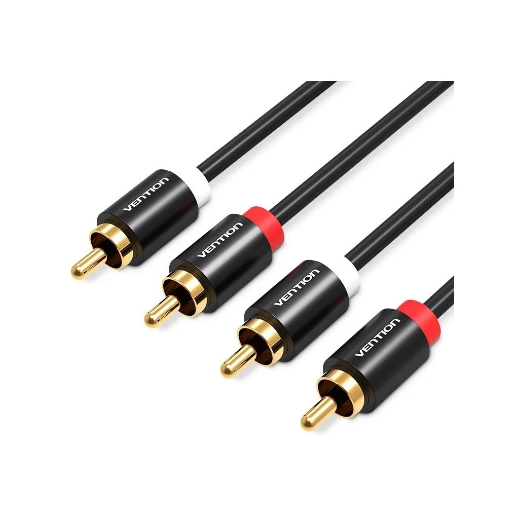 Кабель 2xRCA M to 2xRCA M 1.0m black Vention (VAB-R06-B100) фото1