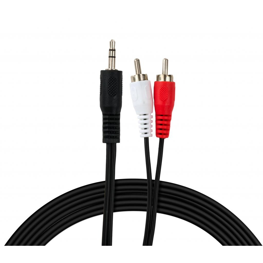 Кабель мультимедійний 3.5mm M to 2xRCA M 5.0m Vinga (VCPDCJ35MRCA25BK) фото1