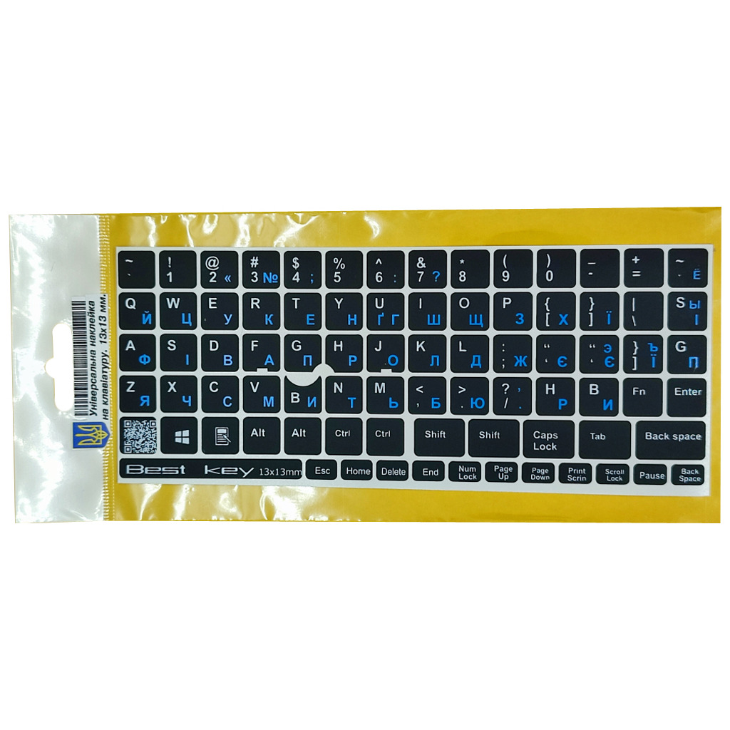 Наклейка на клавіатуру BestKey непрозора чорна, 76, синій (BKU13BLU/013) фото1