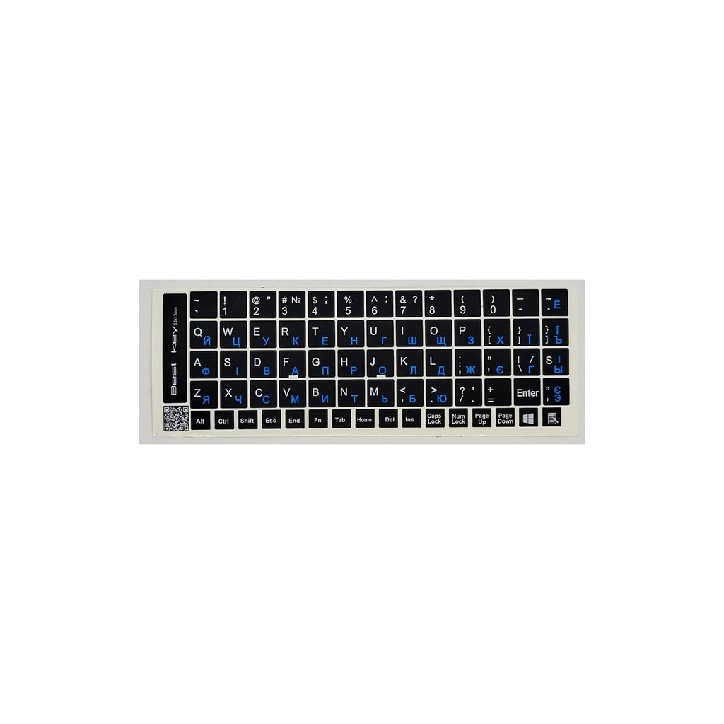 Наклейка на клавиатуру BestKey непрозора чорна, 68, синій (BK13BLU/023) фото1