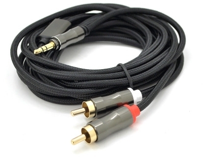Кабель 3.5mm M to 2xRCA M 5.0m black VEGGIEG (YT-AR2-5) фото1