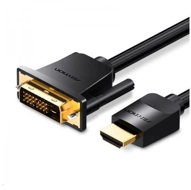 Кабель HDMI M to DVI M 1.0m 4K60Hz black Vention (ABFBF) фото1