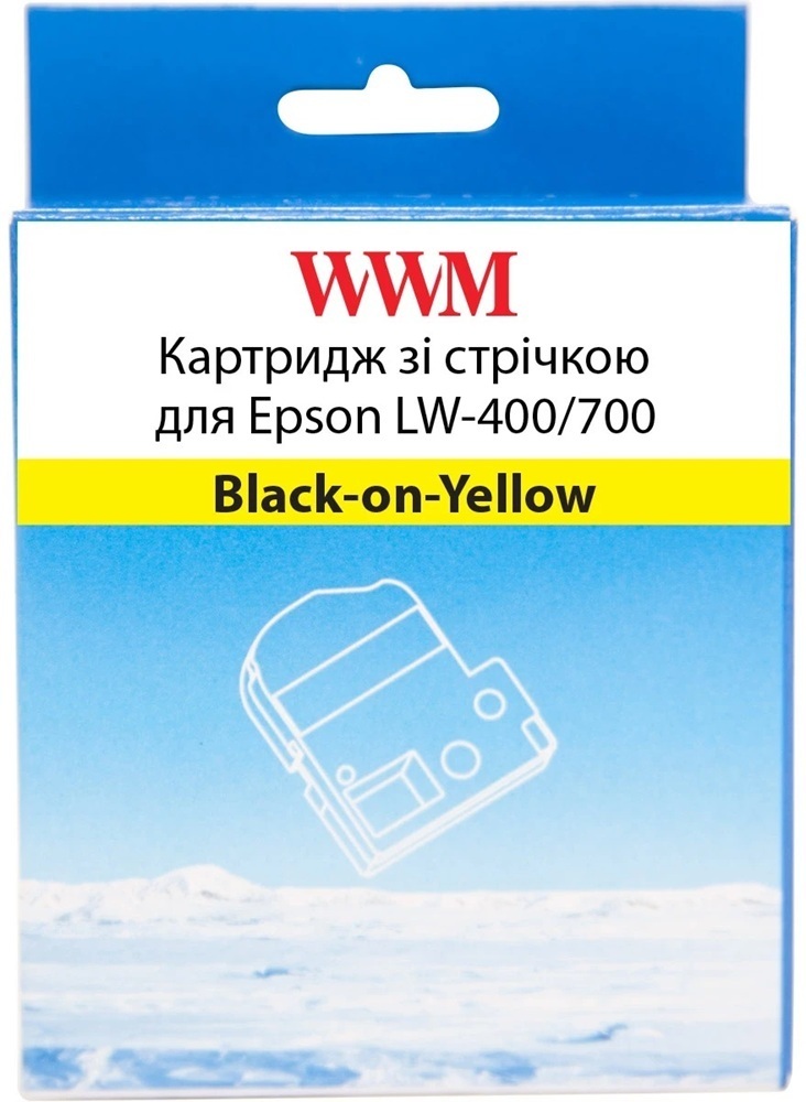 Лента WWM для принтера этикеток для Epson LW-400/700 12mm х 8m Black-on-Yellow (WWM-SC12Y)