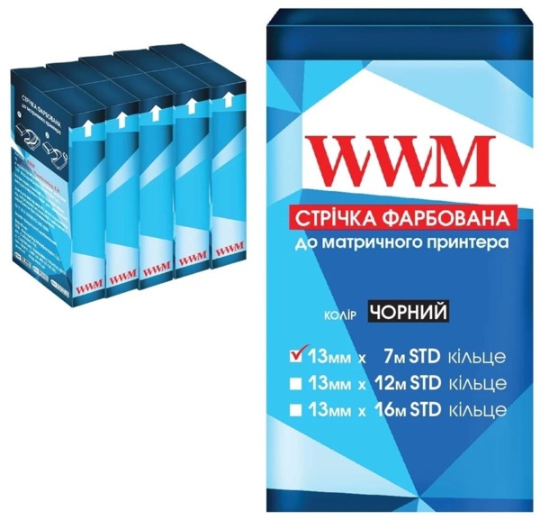 Лента WWM для матричных принтеров 13мм х 7м (к.) STD Refill Black (R13.7S5)