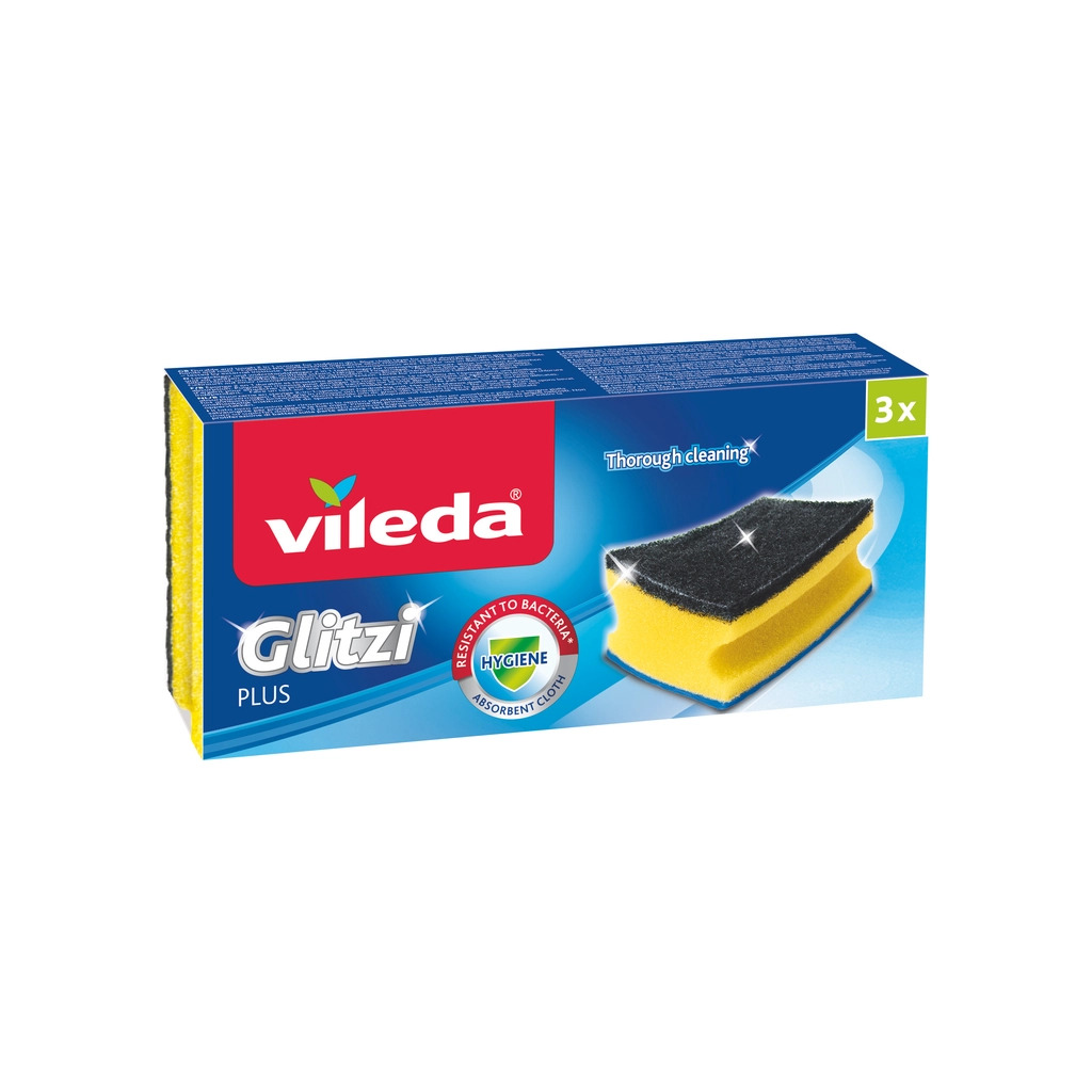 Губки кухонные Vileda Glitzi Plus Для сильно загрязненной посуды 3 шт. (4003790001444) фото1
