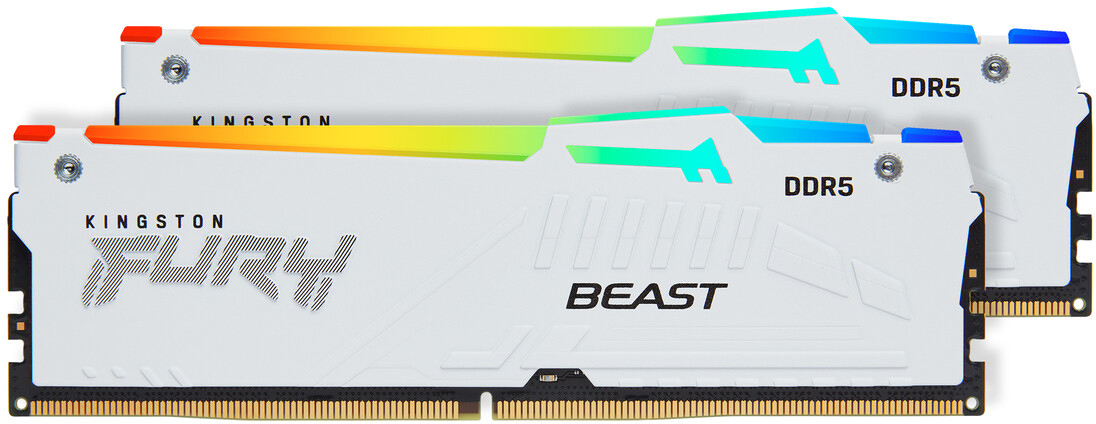Память для ПК Kingston Fury Beast White RGB DDR5 5600 64GB (2x32GB) (KF556C36BWEAK2-64) фото1