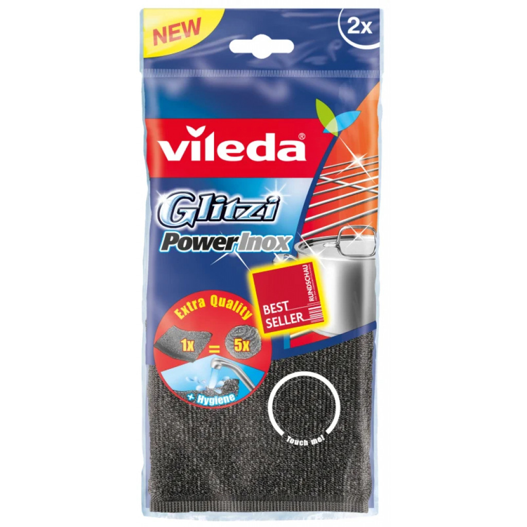 Губки кухонные Vileda Inox Power Pad металлические 2 шт. (4023103172036) фото1