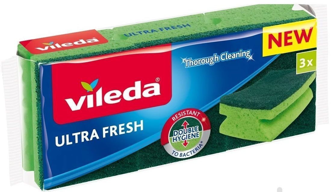 Губки кухонные Vileda Ultra Fresh Антибактериальные 3 шт. (4023103239500) фото1