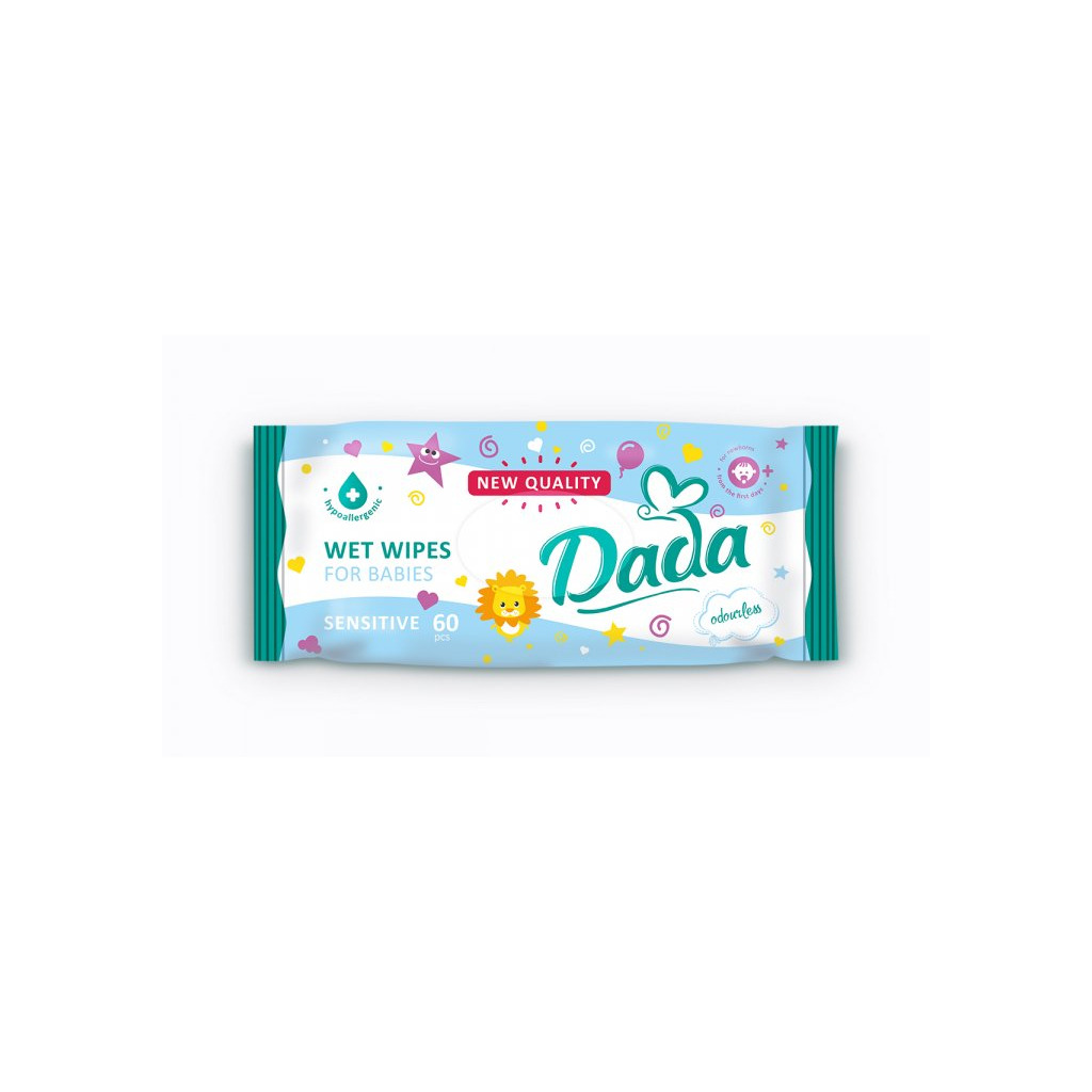Детские влажные салфетки Dada без запаха 60 шт. (4820174980368) фото1