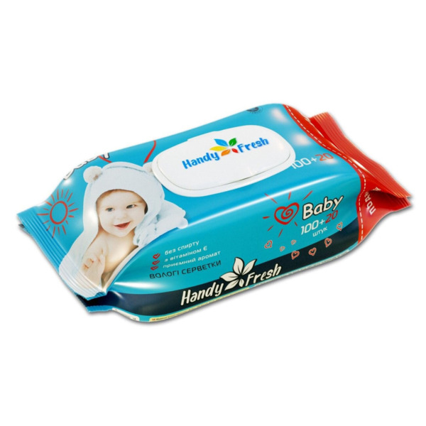 Детские влажные салфетки Handy Fresh с клапаном 100+20 шт. (4820237500229)