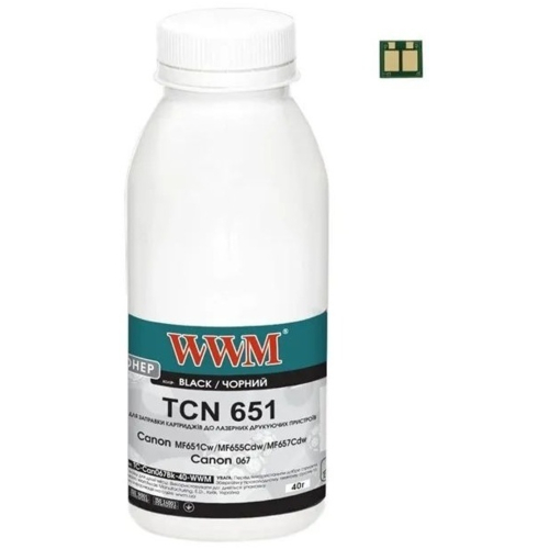 Тонер WWM Canon MF651Cw/MF655Cdw/MF657Cdw Canon 067 40г Black chip (TC-Can067Bk-40-WWM)