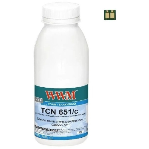 Тонер WWM Canon MF651Cw/MF655Cdw/MF657Cdw Canon 067 35г Cyan chip (TC-Can067C-35-WWM)