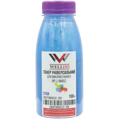 Тонер Welldo HP CLJ M252/277/452/Canon MF-631/632/633, фасовка, cyan 100г (UWDTHM452C-100)